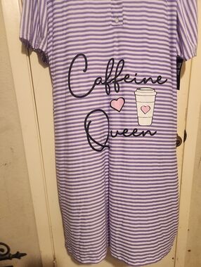Not A Morning Person Caffeine Queen Graphic Print Lavender/white Night Gown